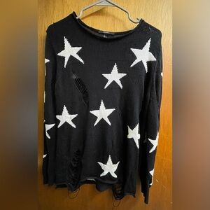 Distressed Black star sweater size small